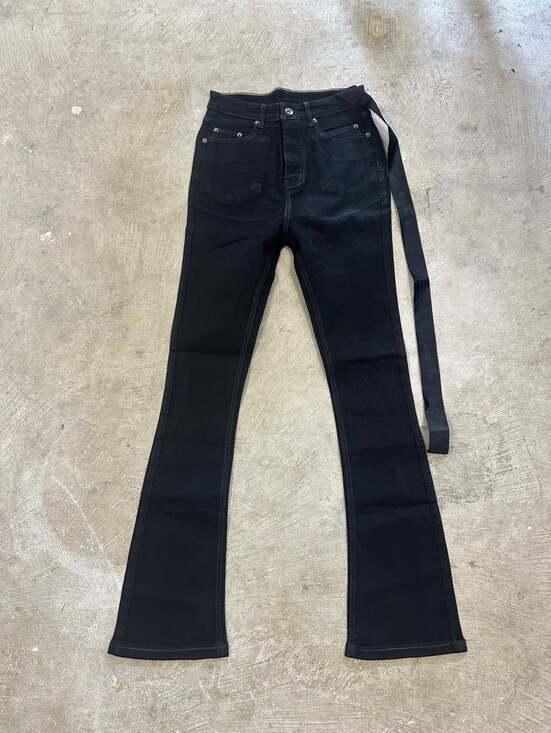Rick Owens Other - Rick Owens DRKSHDW Black Waxed Detroit Cut Flared Denim Pants